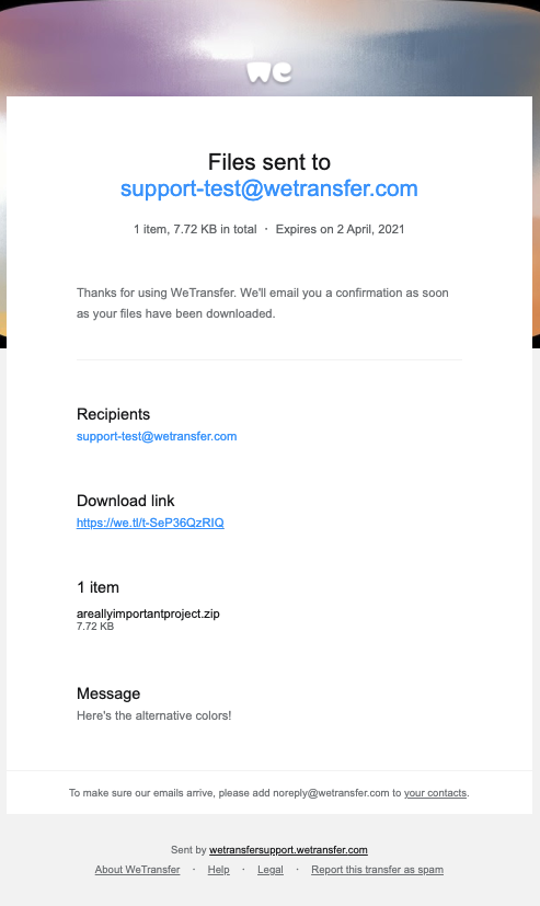 How do I send a link transfer? – WeTransfer Support