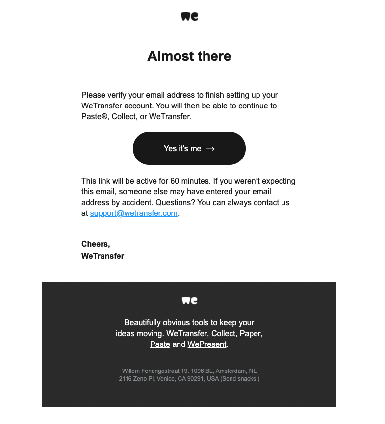 How To Verify The Email Address On Your WeTransfer Account WeTransfer 